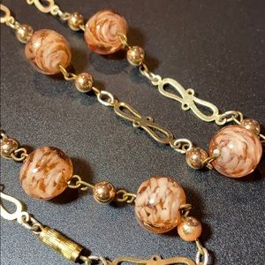 Vintage Murano Glass Bead Necklace 28"